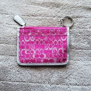 Coach Pink with silver accents Keychain wallet